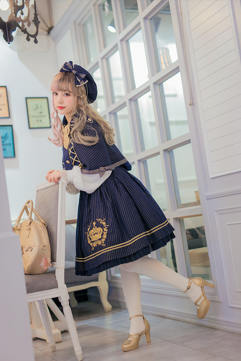 Equinox Lolita Studio -Rose Crown- Embroidery Lolita Jumper Dress