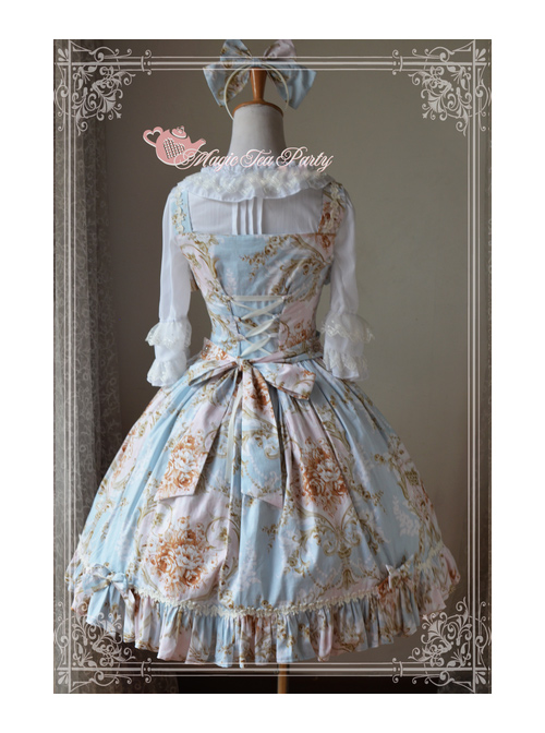 Magic Tea Party Veronica Series Light Blue Elegance Printing Sling Dress Classic Lolita