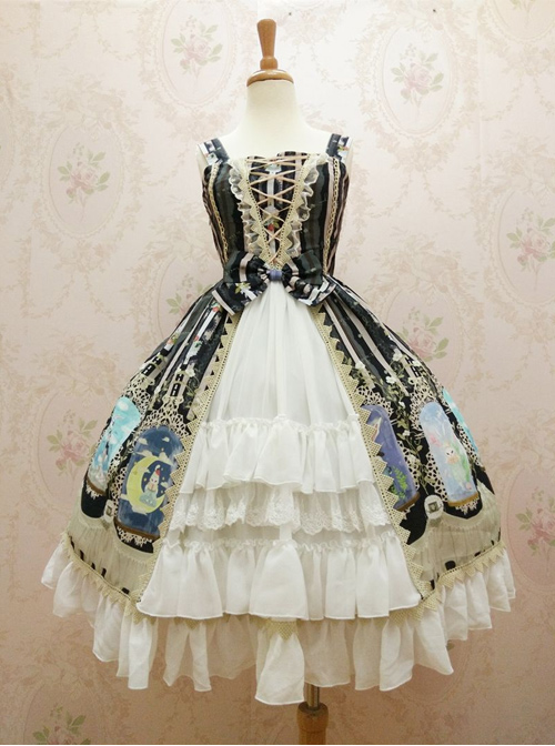 Crystal Rabbit Series Chiffon Printing Sling Dress Sweet Lolita