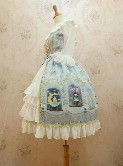 Crystal Rabbit Series Chiffon Printing Sling Dress Sweet Lolita