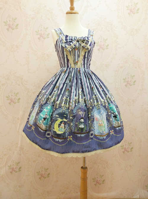 Crystal Rabbit Chiffon Bowknot Sling Dress Sweet Lolita