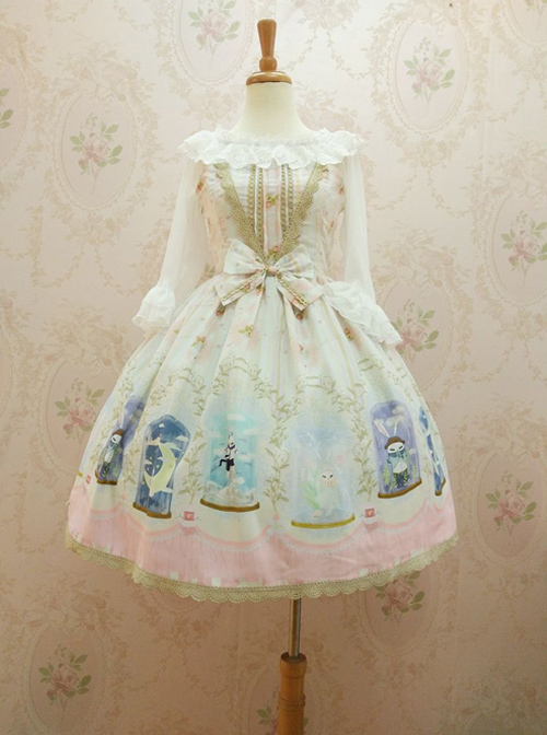 Crystal Rabbit Chiffon Bowknot Sling Dress Sweet Lolita