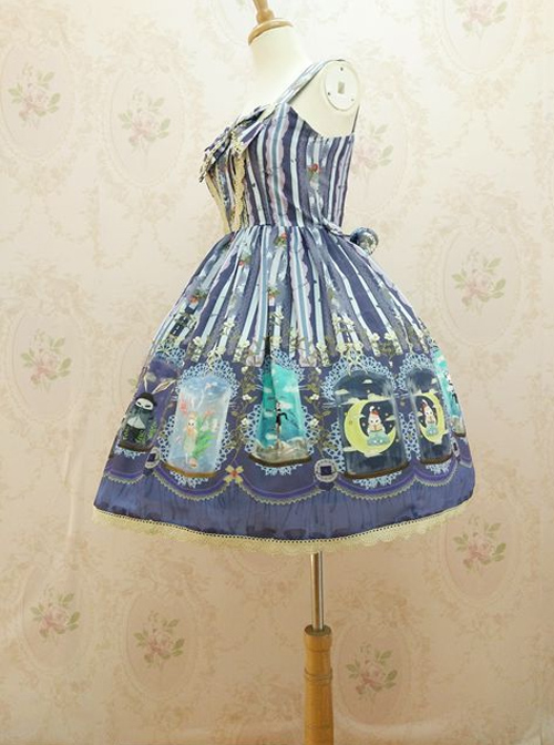 Crystal Rabbit Chiffon Bowknot Sling Dress Sweet Lolita