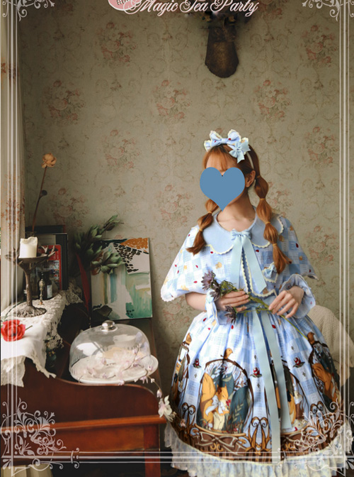 Magic Tea Party The Squirrel Couple\'s Afternoon Series Printing Sling Dress And Shawl Sweet Lolita