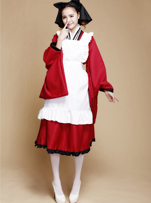 Gugure Kokkuri-san Tama Cosplay Costume Maid Dress Amelioration Kimono
