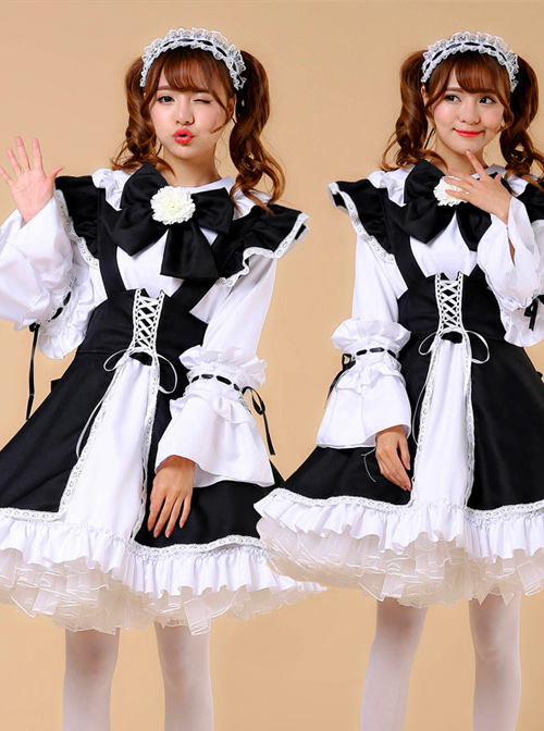 Lace-up Big Bowknot Long Sleeves Sweet Lolita Dress