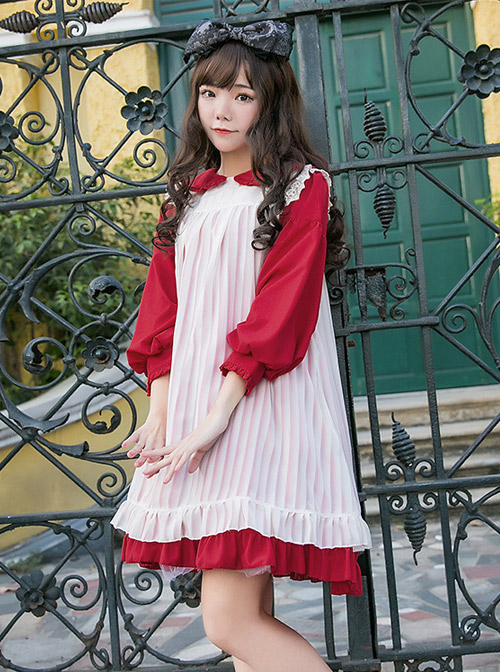 Alice Cute Doll Collar Chiffon Fashion Lolita Dress With Overskirt