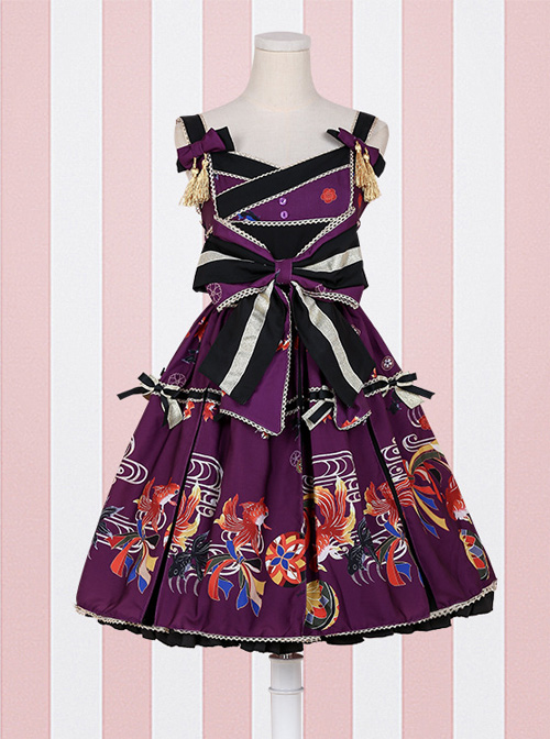 Daydream Series Bowknot Goldfish Printing Sweet Lolita Sling Dress