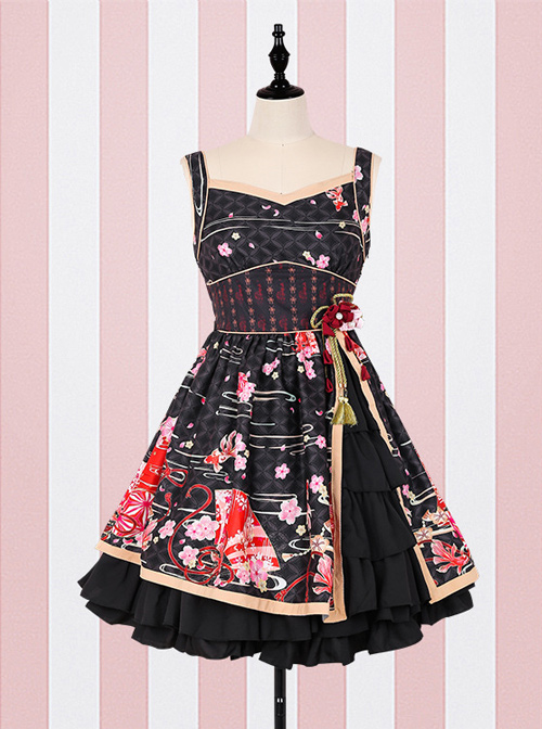 GokuRakuJoudo Dance Improved Kimono Cosplay Lolita Sling Dress
