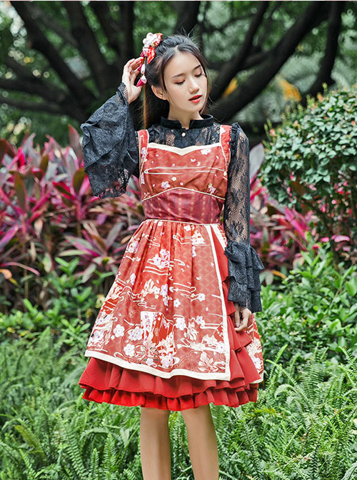 GokuRakuJoudo Dance Improved Kimono Cosplay Lolita Sling Dress
