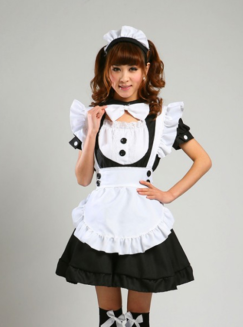 Multicolor Cute Maid Lolita Short Sleeve Dress Set