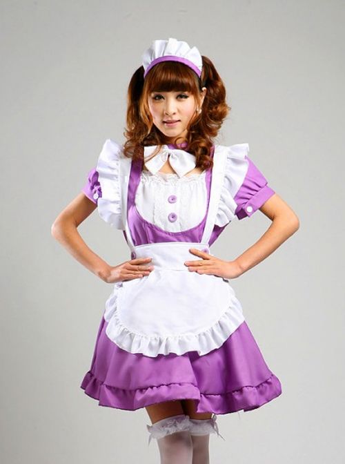 Multicolor Cute Maid Lolita Short Sleeve Dress Set