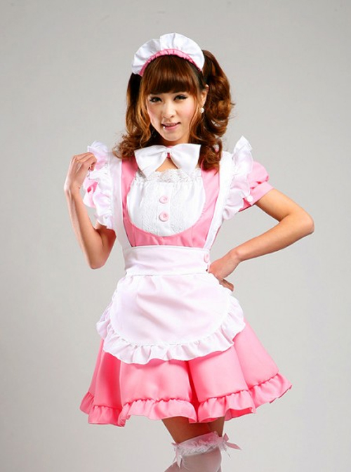 Multicolor Cute Maid Lolita Short Sleeve Dress Set