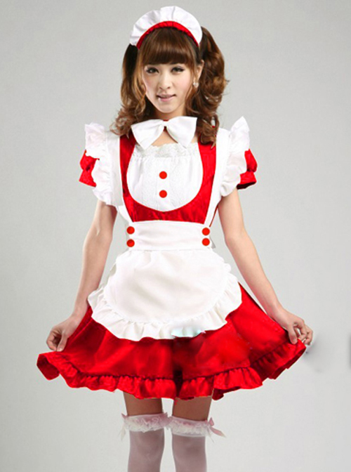 Multicolor Cute Maid Lolita Short Sleeve Dress Set