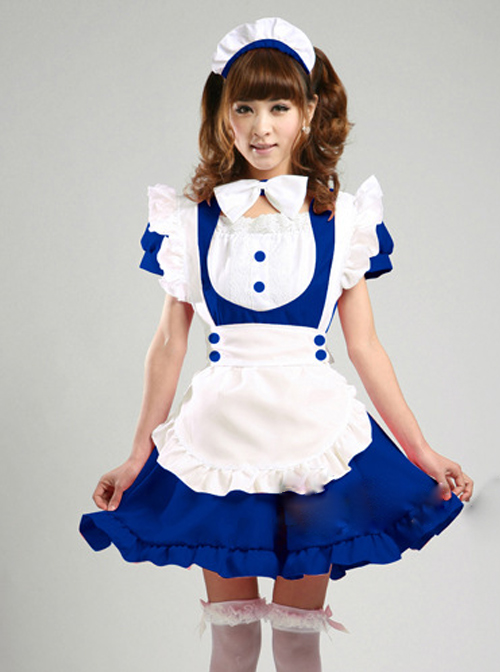 Multicolor Cute Maid Lolita Short Sleeve Dress Set