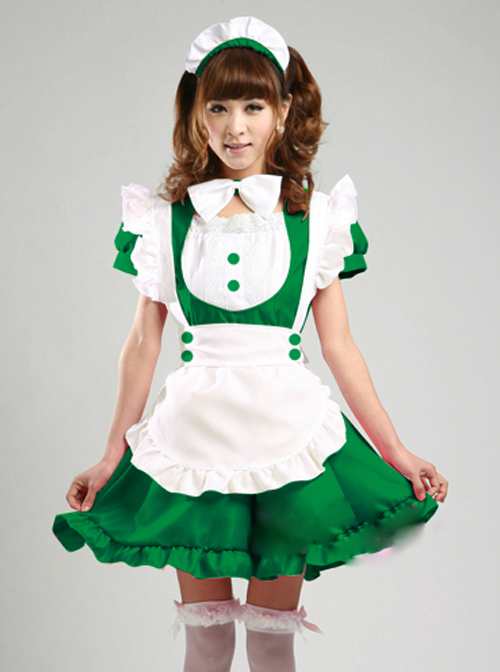 Multicolor Cute Maid Lolita Short Sleeve Dress Set