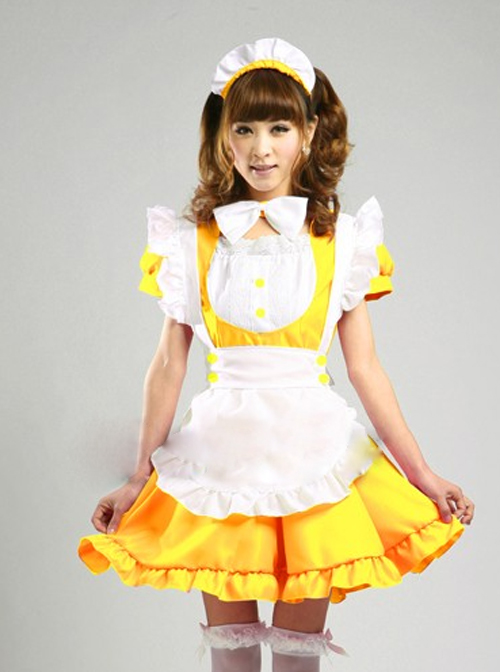 Multicolor Cute Maid Lolita Short Sleeve Dress Set