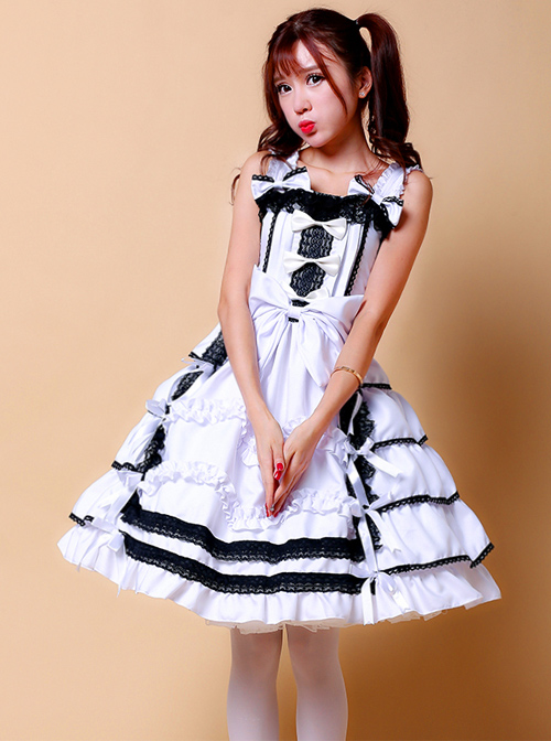 LoveLive Nico Yazawa White Black Cosplay Lolita Sling Dress