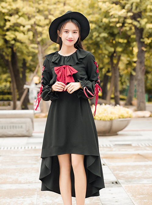 Puppet Doll Black Cute Long Sleeve Sweet Lolita Dress