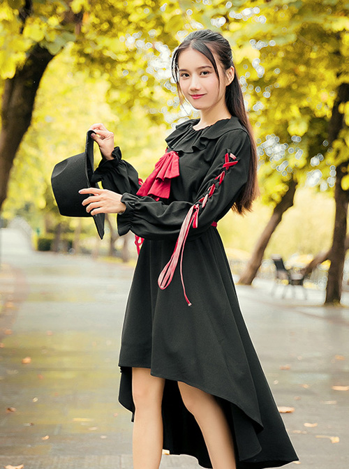 Puppet Doll Black Cute Long Sleeve Sweet Lolita Dress