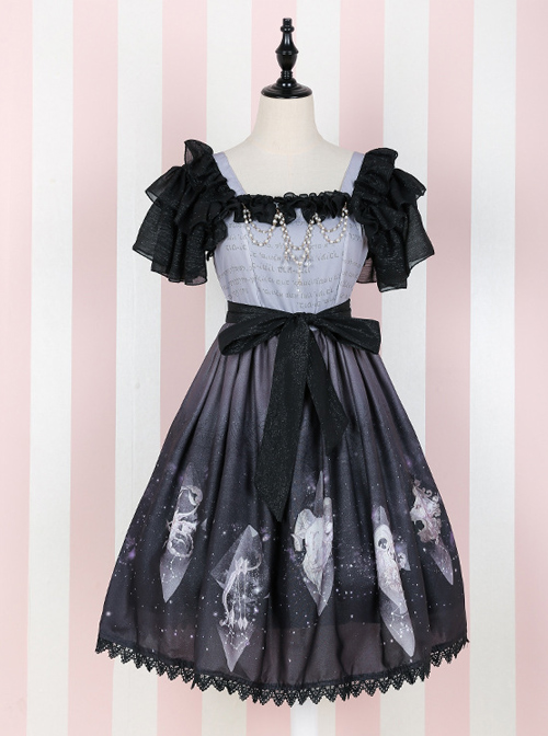 Elegant Gradient Constellation Printing Classic Lolita Short Sleeve Dress