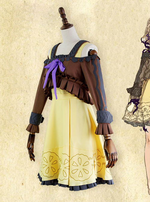 Death Alice Sleeping Beauty Yellow Dress Set Cosplay Costume