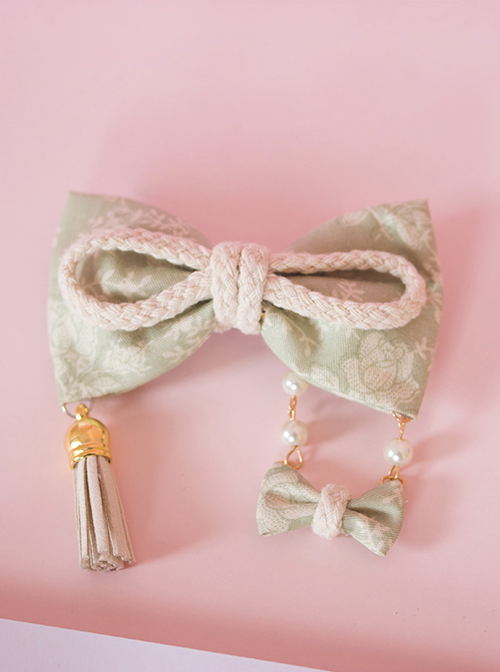 Light Green Bowknot Swing Pendant Japanese Style Lolita Hairpin