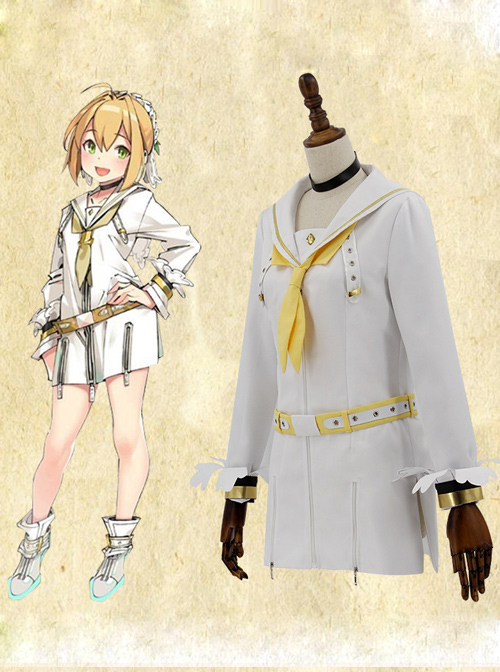 Fate Grand Order Saber White Navy Suit Cosplay Costume
