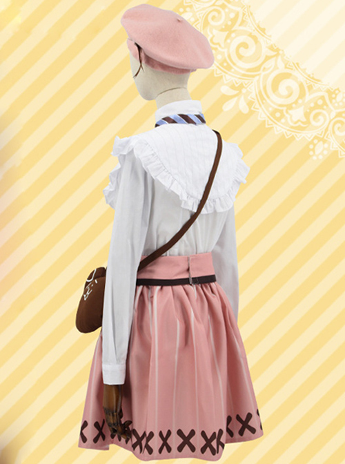 A3 Ruri Kikawa White Shirt Pink Skirt Cosplay Costume Set