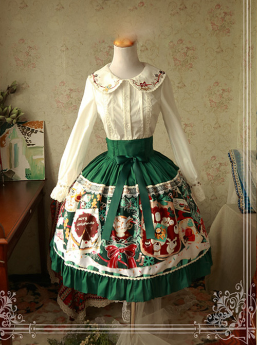 Magic Tea Party Sweet Christmas Series Printing Lace Sweet Lolita Skirt