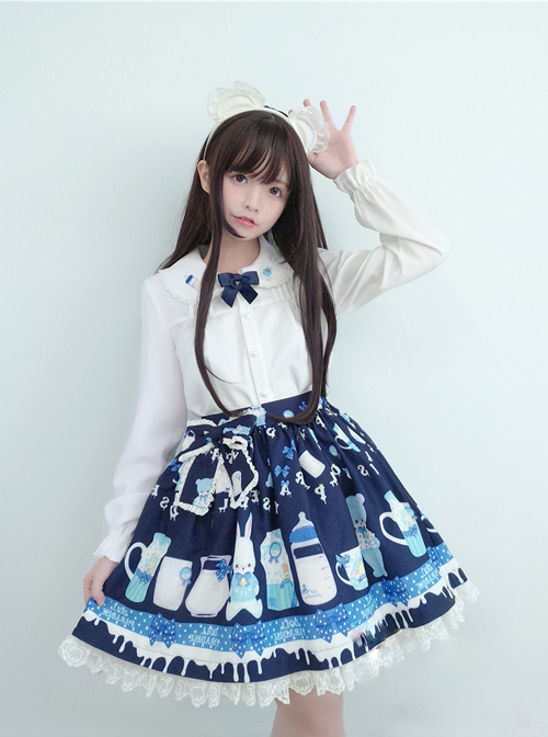 Baby Bottle Bear And Rabbit Series Bowknot Sweet Lolita Skirt