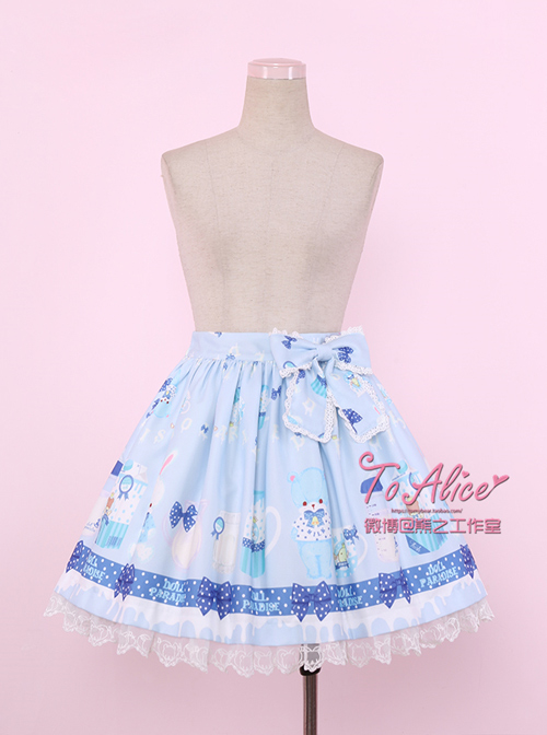 Baby Bottle Bear And Rabbit Series Bowknot Sweet Lolita Skirt