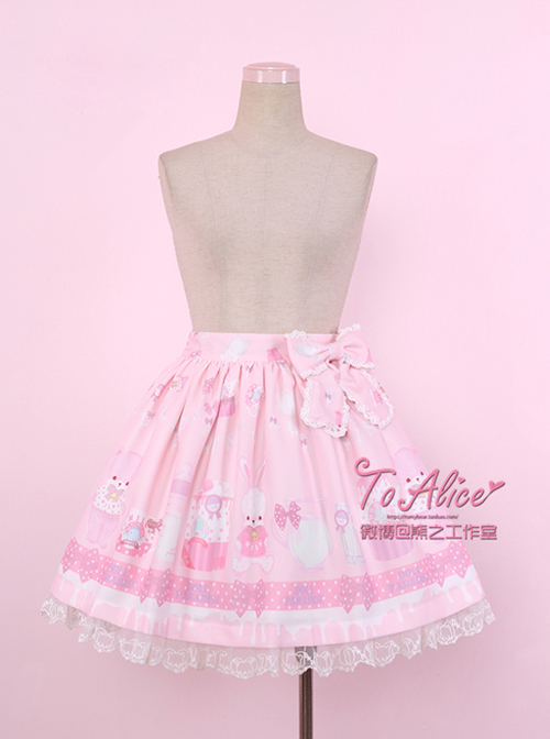 Baby Bottle Bear And Rabbit Series Bowknot Sweet Lolita Skirt