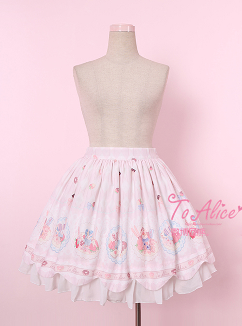 Donut Rabbit Series Bowknot Petal Hem Sweet Lolita Skirt