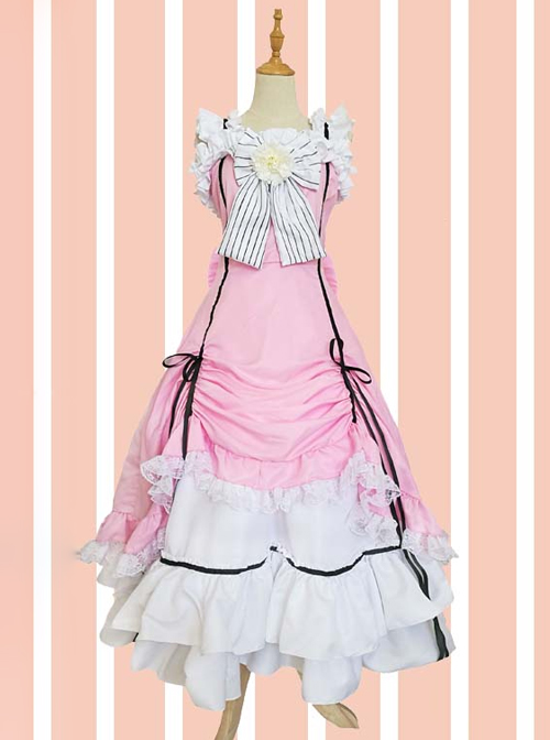 Black Butler Ciel Phantomhive Light Pink Long Dress Cosplay Costume