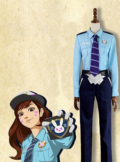 Overwatch D.VA Policewoman Game Cosplay Costume