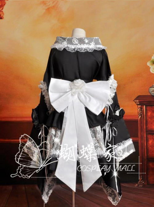 Black And White Lace Kimono Lolita Cosplay Costume