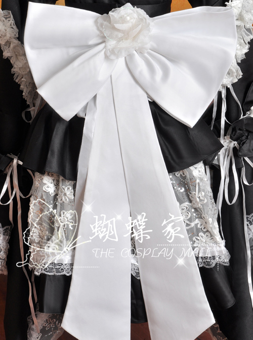 Black And White Lace Kimono Lolita Cosplay Costume