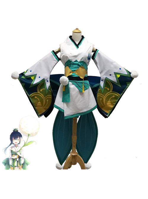 Onmyoji Fluorescent Grass Green Kimono Cosplay Costumes