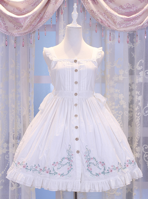 Rose Manor Embroidered Overskirt Classic Lolita Sling Dress