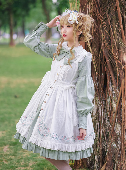 Rose Manor Embroidered Overskirt Classic Lolita Sling Dress