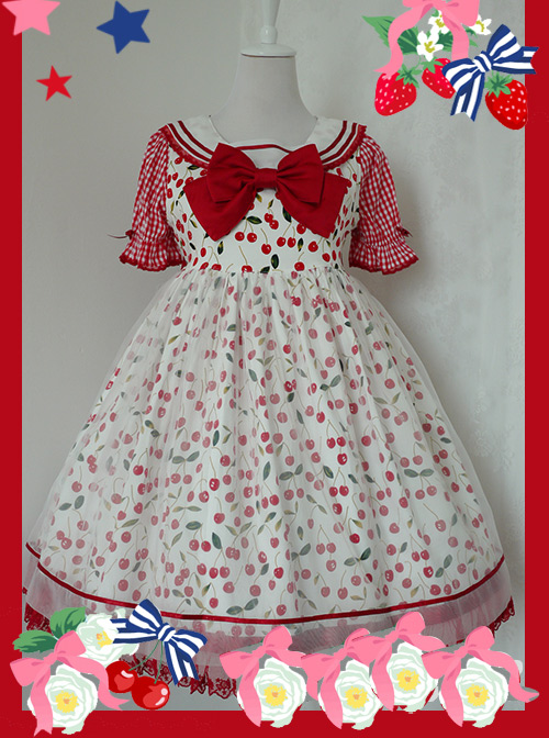Ice Cherry Series Sweet Lolita Sleeveless Dress And Shirt Set