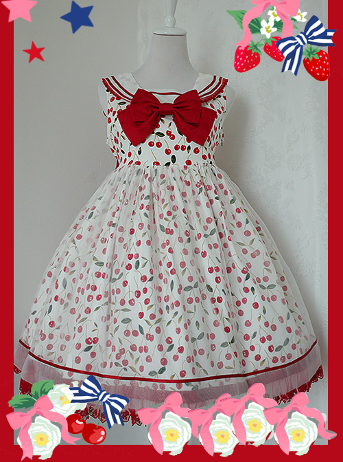 Ice Cherry Series Sweet Lolita Sleeveless Dress And Shirt Set