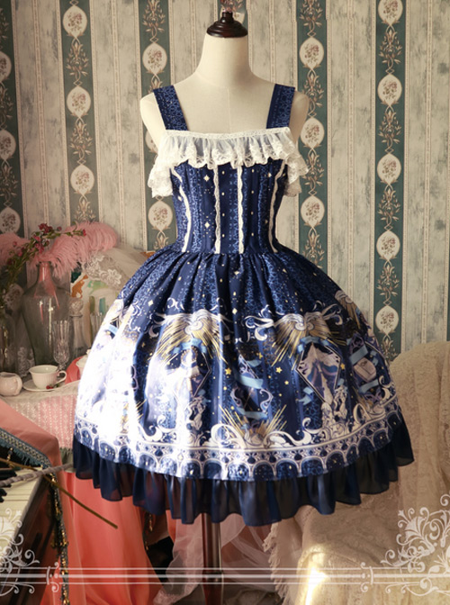 Magic Tea Party Starry Sky City Series Classic Lolita Sling Dress