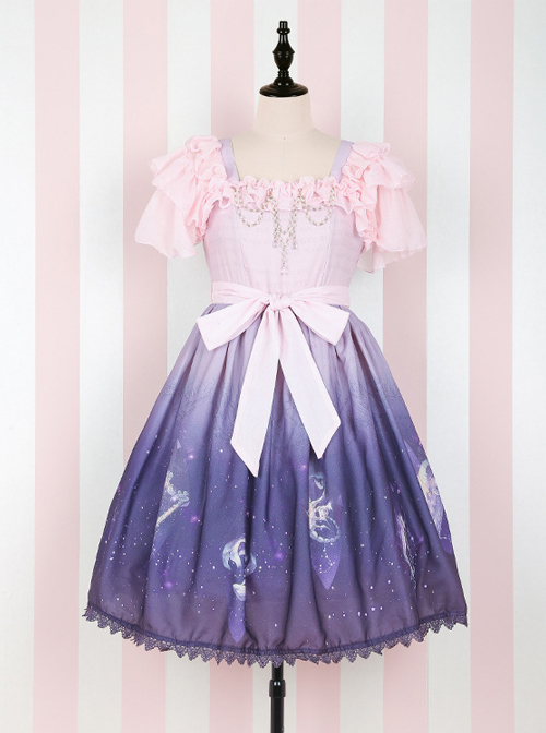 Summer Japanese Girl Soft Girl Wind Stardust Sweet Lolita Short Sleeve Princess Dress