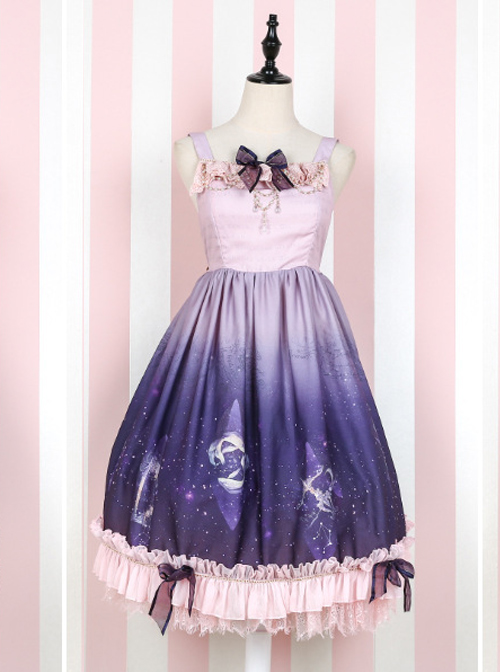 Summer Japanese Girl Soft Girl Wind Stardust Sweet Lolita Sling Princess Dress
