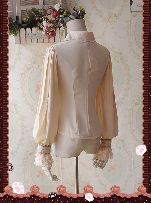 Lolita Chocolate Drip Embroidery High Denim Chiffon Long Sleeve Shirt