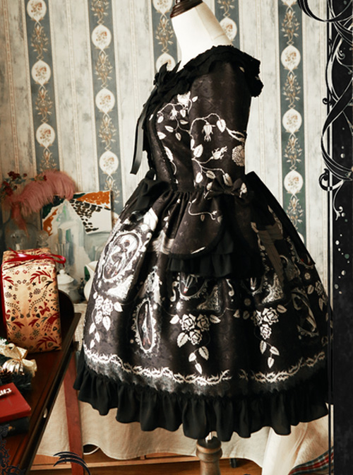 Magic Tea Party Seven Sins Original Print Ji Sleeve Dress OP Spot Lolita