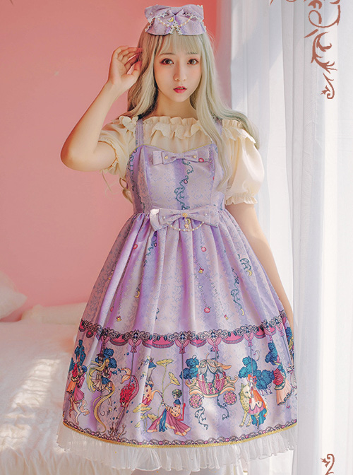 Strawberry Witch Original Lolita Design Fairy Tale World Amusement Park Printing Small High Waist Jsk Full