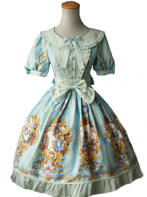 Magic Tea Party Alice Print OP Dress Lolita Skirt Japanese Lolita Soft Girl